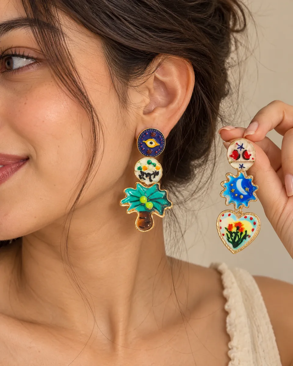 Art Girl Mismatched Dangle Earrings